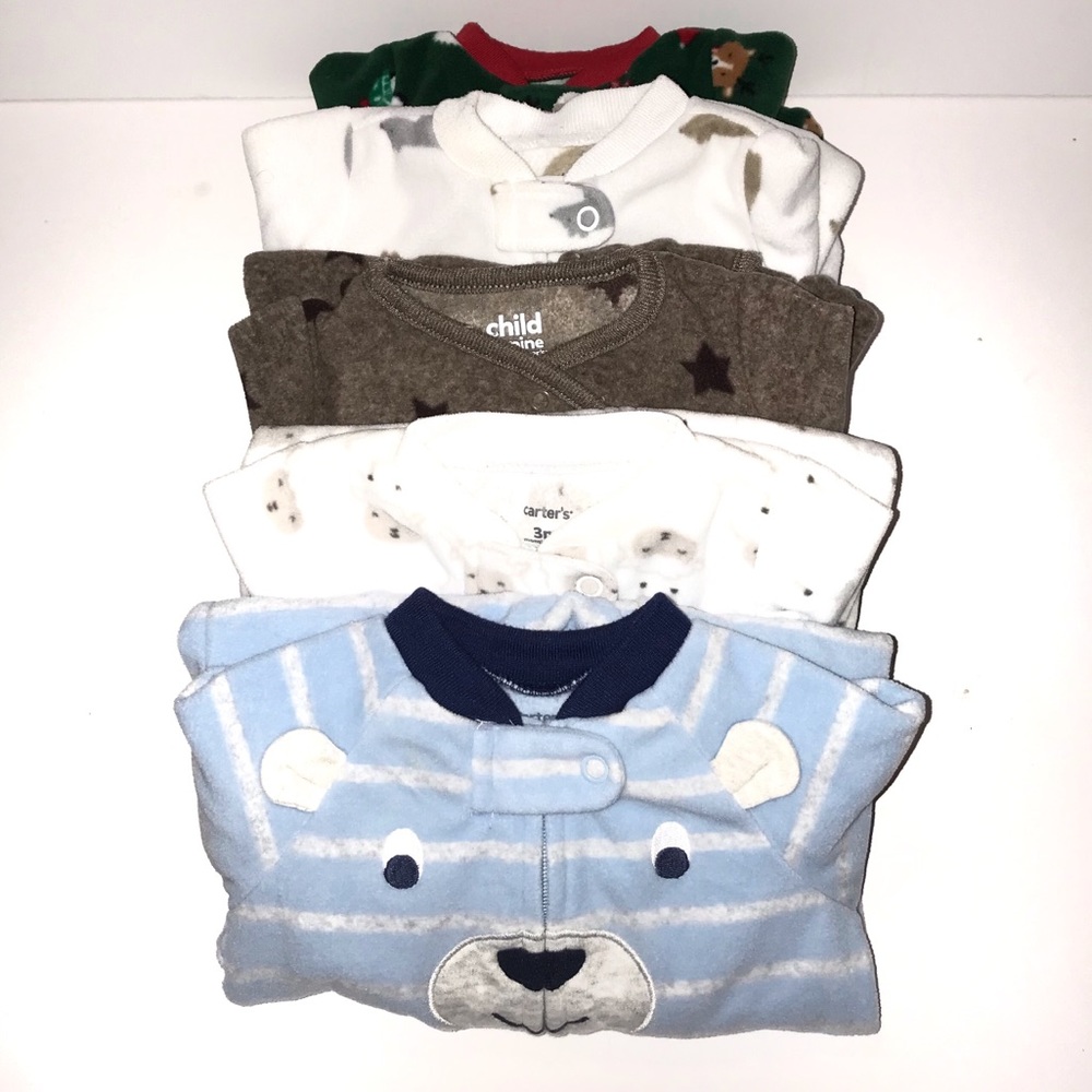 Lot of 5 Fleece Footed Pjs